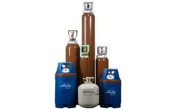 A selection of different sized balloon gas cylinders from BOC