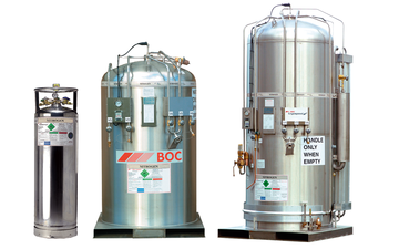 A range of different sized cryogenic storage vessels from BOC CRYOSPEED