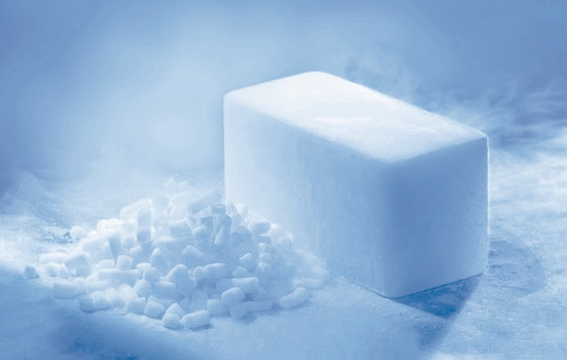 Dry ice as block, pellets and snow