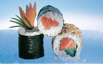 Fresh sushi chilled for freshness