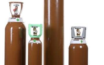 A selection of BOC helium gas cylinders